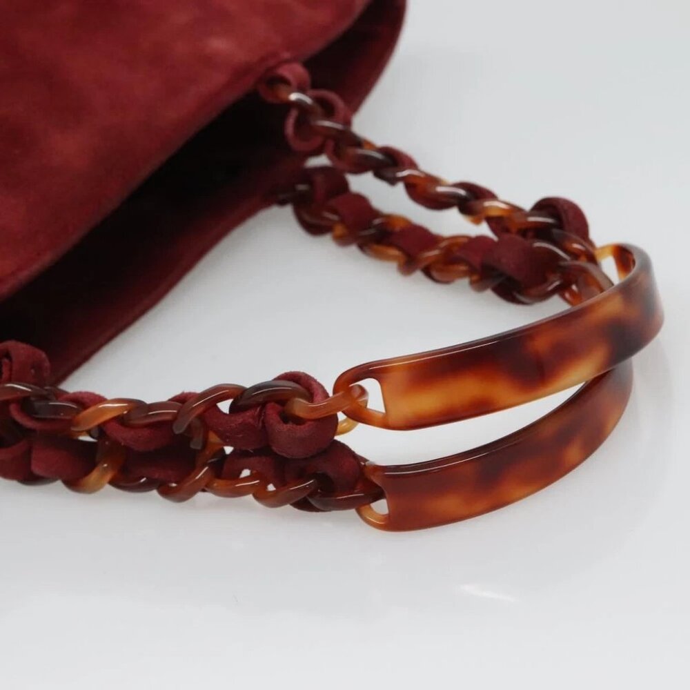 CHANEL Hand Bag Suede Red CC - Picture 9 of 15